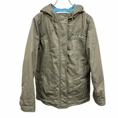 【中古】[印象AB] ROXY ロキシー コート / パーカー / ジャケット レディース M グリーンカーキ 緑系×青 綿100% ジップアップ ハイネックフード 中綿入り キルティング裏地 長袖 ロゴ刺繍のサムネイル