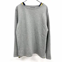 【中古】[印象AB] BEAMS ビームス カットソー レディース L ヘザーグレー 杢グレー×紺×黄 綿100% 長袖 ボートネック 襟と裾に一部ボーダーのサムネイル