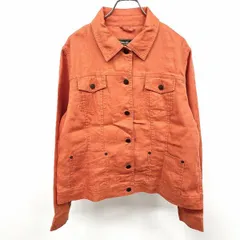 【新品/訳アリ】[印象NB] Eddie Bauer エディーバウアー トラッカージャケット レディース LL XL オレンジ系 麻100% 若干薄手 裏地無し 無地 長袖のサムネイル