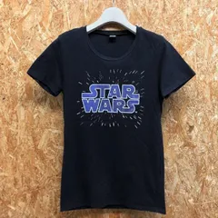 古着 スターウォーズ STAR WARS Tシャツ ラウンドネック ロゴプリント カットソー ボックスカット 半袖 綿100% L ブラック 黒 レディース