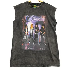 新品 Cinderella シンデレラ バンドTシャツ ノースリーブ XL グレー バンT ロックT タンクトップ メタル NIGHT SONGS ナイトソング ヴィンテージ加工 フェード 黒 大きいサイズ カットオフ スリーブレス / IA148