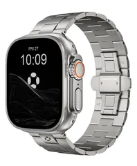 新品 FiNESTONE CRNS03 チタンバンド Apple Watch Ultra 3/2/1 49mm & Series 11/10 46mm に対応 - バタフライクラスプ付き調節可能チタンアップルウォッチウルトバンド - プレミアムカラーマッチング