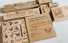 ヴィンテージスタンプ/スタンプ ハンコ まとめ 出品/ダイアリーデコ 英文 レシート ラベル ウッド木