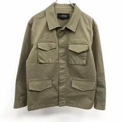 【中古】[印象AB] JEANASIS ジーナシス ステンカラージャケット レディース F ヘザーグリーンカーキ 綿×キュプラ×ポリウレタン 無地 フライフロント 裏地無し 肘が立体裁断 ストレッチ 若干薄手 ボタン留め 長袖のサムネイル