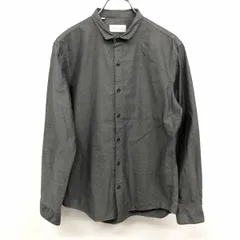 古着 カルバンクライン Calvin Klein シャツ 無地 浅襟 レギュラーカラー 長袖 ポケット無し 綿100% コットン S チャコールグレー メンズ 男性