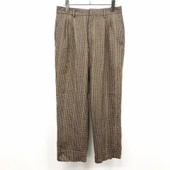 【中古】[印象AB] MAYSON GREY メイソングレイ パンツ レディース M 茶×赤系×黄×緑×青 茶 毛100%(キュプラ裏地) 2タック テーパード ジップフライ 千鳥格子 前身頃の膝あたりまで裏地付きのサムネイル
