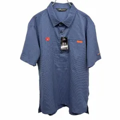 【新品】[印象N] TIGORA ティゴラ プルオーバーシャツ メンズ LL XL ネイビー 紺×オレンジ×赤 ポリなど 胸ポケット付き ロングテール ゴルフ チェック 紅葉の刺繍 半袖のサムネイル