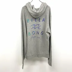 【中古】[印象AB] BILLABONG ビラボン XL メンズ スウェット プルオーバー カットソー 裏毛 大きい 大きめ 両面ロゴ刺繍 英字 文字 長袖 綿100% ヘザーグレー