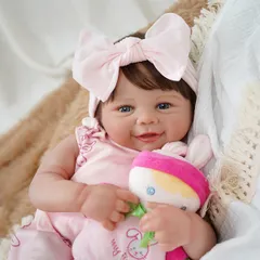 【リアルな新生児】リボーンドール 43cm 甘い笑顔のベビーガールギフトセット 子供・コレクター向け 可憐なピンク色