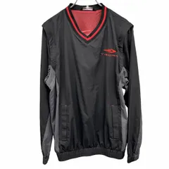 【中古】[印象AB] TIGORA ティゴラ プルオーバージャケット メンズ M レッド 赤×黒×グレー ポリ100% 薄手 メッシュ裏地 Vネック 2WAY袖 袖脱着可 長袖 刺繍のサムネイル