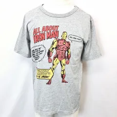 古着 MARVEL マーベル M メンズ 男性 Tシャツ カットソー キャラクタープリント アメコミ アイアンマン 丸首 半袖 綿100% ヘザーグレー 杢灰色