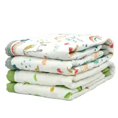 新品 ベビーガーゼケット ６重ガーゼ (110X110) 2枚セット タオルケット 赤ちゃん バスタオル 100%綿毛布 保育園 お昼寝マット柔らかく 出産祝い ブランケット おくるみ アプリコット 多用 安全 ふわふわ 出産祝い (アボカド+ユニコーン)