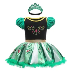 新品 [Dressy Daisy] 赤ちゃん 女の子 ロンパース アナ コスチューム ベビー 仮装 プリンセス 雪の女王 ドレス ハロウィン 衣装 ヘアバンド 付き サイズ 9～12ヶ月 80