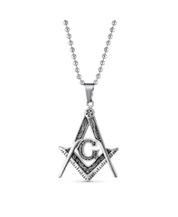 ブリング レディース アクセサリー ネックレス・チョーカー・ペンダントトップ Tシャツ レース Bling Jewelry Large Freemason Secret Society Square Compass Masonic Symbol Pendant