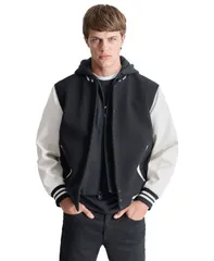 ダナ キャラン ニューヨーク メンズ アウター ジャケット・ブルゾン カラーブロック ジャケット DKNY Mens Colorblocked Removable Hood Varsity Jackeのサムネイル