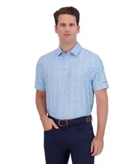 ベンシャーマン メンズ トップス ポロシャツ Ben Sherman Mens Golf Watercolor Geo Sports Fit Polo Shirt Light blue ブルーのサムネイル