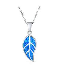 ブリング レディース アクセサリー ネックレス・チョーカー・ペンダントトップ レース Bling Jewelry Blue Fire Opaleaf Pendant Necklace in Sterling Blue ブルー