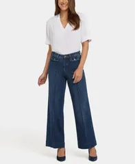 エヌワイディージェイ レディース ボトムス デニムパンツ ワイドレッグ ジーンズ NYDJ Womens Teresa Wide Leg Button Flap Jeans Louvre Sapphire サファイア