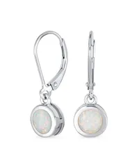 ブリング レディース アクセサリー ピアス・イヤリング Bling Jewelry Bezel Round Circle Solitaire White Created Opal Danglever Back Earrings 925 Sterling Whi