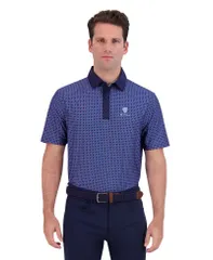 ベンシャーマン メンズ トップス ポロシャツ Ben Sherman Mens Golf Retro Geo Sports Fit Polo Shirt Coral blue ブルーのサムネイル