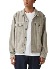 リーバイス メンズ アウター ジャケット・ブルゾン レギュラーフィット デニム ジャケット Levis Mens Regular Fit Stretch Denim Trucker Jacket Khaki カーキ