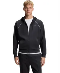 ヒューゴボス メンズ アウター パーカー・スウェット コットン Hugo Boss Mens CottonBlend ZipUpiping Detail Hoodie Dark Blue ブルーのサムネイル