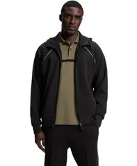 ヒューゴボス メンズ アウター パーカー・スウェット コットン Hugo Boss Mens Piping Details CottonBlend ZipUp Hoodie Black ブラックのサムネイル