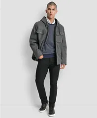 ダナ キャラン ニューヨーク メンズ アウター ジャケット・ブルゾン ウール シャツ DKNY Mens Faux Wool Hooded Shirt Jacket Charcoal チャコールのサムネイル