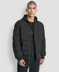 ダナ キャラン ニューヨーク メンズ アウター ジャケット・ブルゾン キルティング DKNY Mens Hooded Quilted Bomber Puffer Jacket Black ブラックのサムネイル