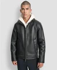 ダナ キャラン ニューヨーク メンズ アウター ジャケット・ブルゾン DKNY Mens Faux Pebble Shearling Jacket Black ブラックのサムネイル