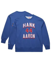 ミッチェルネス メンズ アウター パーカー・スウェット ヴィンテージ シャツ ロゴ フリース Mitchell Ness Mens Hank Aaron Royal Atlanta Braves Leのサムネイル