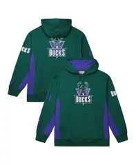 ミッチェルネス メンズ アウター パーカー・スウェット フリース Mitchell Ness Mens Hunter Green Milwaukee Bucks Hardwood Classics Tのサムネイル