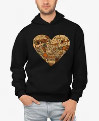 エルエーポップアート メンズ アウター パーカー・スウェット スウェット シャツ LA Pop Art Mens Thanksgiving Heart Word Art Hooded Sweatshirt Black ブラック