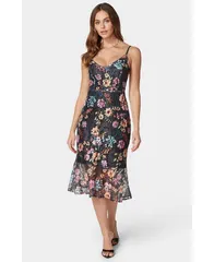ベベ レディース トップス ワンピース ミディワンピース プリント ミディ レース Bebe Womens Printed Lace Midi Dress Blackmulti ブラック