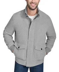 コールハーン メンズ アウター ジャケット・ブルゾン 長袖 ジャケット Cole Haan Mens StandCollar LongSleeve Bomber Jacket Light Grey グレー