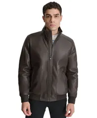 ダナ キャラン ニューヨーク メンズ アウター ジャケット・ブルゾン レザー ジャケット DKNY Mens Smooth FauxLeather Bomber Jacket Heritage Broのサムネイル