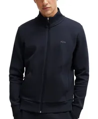 ヒューゴボス メンズ アウター パーカー・スウェット プリント シャツ ロゴ Hugo Boss Mens Logo Print ZipUp Sweatshirt Dark Blue ブルーのサムネイル