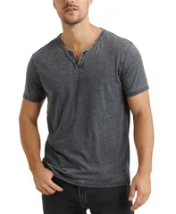 ラッキーブランド メンズ トップス Tシャツ Lucky Brand Mens Venice Burnout Notch Short Sleeves Tshirt Jet Black ブラック