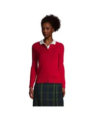 ランズエンド レディース アウター ニット・セーター コットン カーディガン Lands End Womens School Uniform Cotton Modal Cardigan Sweater Red レッド