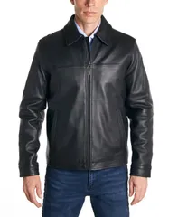 ペリーエリス メンズ アウター ジャケット・ブルゾン レザー ジャケット Perry Ellis Mens Classic Leather Jacket Black ブラックのサムネイル