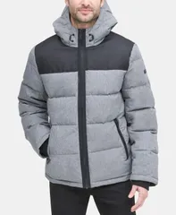 ダナ キャラン ニューヨーク メンズ アウター ジャケット・ブルゾン コート DKNY Mens MixedMedia Puffer Coat Light Heather Grey グレーのサムネイル