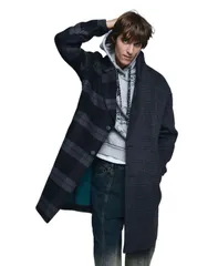 デジグアル メンズ アウター ジャケット・ブルゾン コート Desigual Mens Checkered bimaterial coat Dark grey グレーのサムネイル