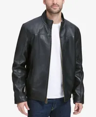 コールハーン メンズ アウター ジャケット・ブルゾン レザー ジャケット Cole Haan Mens Smooth Leather Jacket Black ブラックのサムネイル