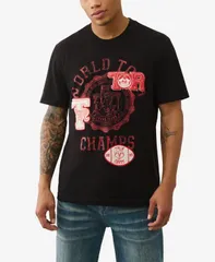 トゥルーレリジョン メンズ トップス Tシャツ 半袖 True Religion Mens World Tour ChampshortSleeve TShirt Jet Black ブラック