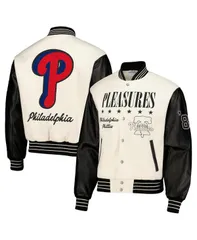 プレジャーズ メンズ アウター ジャケット・ブルゾン ジャケット PLEASURES Mens White Philadelphia Phillies FullSnap Varsity Jacketのサムネイル