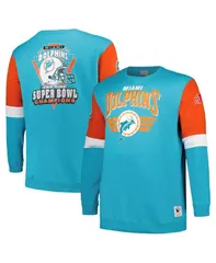 ミッチェルネス メンズ アウター パーカー・スウェットール シャツ フリース Mitchell Ness Mens Aqua Miami Dolphins Big and Tall Fleece Puのサムネイル
