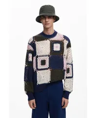 デジグアル メンズ アウター ニット・セーター スウェット シャツ Desigual Mens Crochet patch sweatshirt Blue ブルーのサムネイル