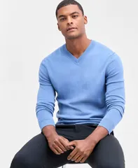 アルファニ メンズ アウター ニット・セーター Vネック セーター 長袖 Alfani Mens LongSleeve VNeck Merino Sweater Moonlight Blue ブルーのサムネイル