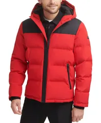 ダナ キャラン ニューヨーク メンズ アウター ジャケット・ブルゾン コート DKNY Mens MixedMedia Puffer Coat Red レッドのサムネイル