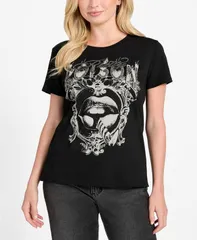 ゲス レディース トップス シャツ 半袖 GUESS WomenshortSleeve Poison Lips TShirt Black ブラックのサムネイル